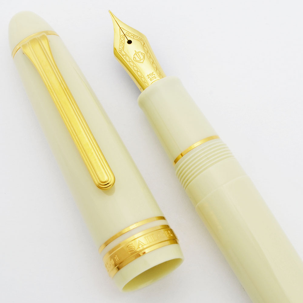 Sailor Wancher Profit 21 Fountain Pen - Ivory w Gold Trim, 21k